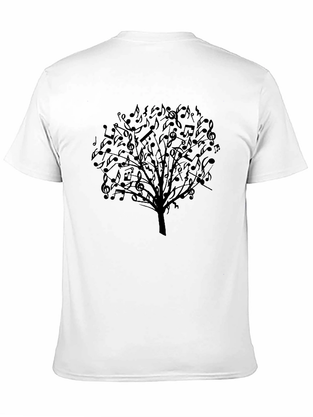 Musical Notes Tree Graphic Tee - Black Cotton T-Shirt