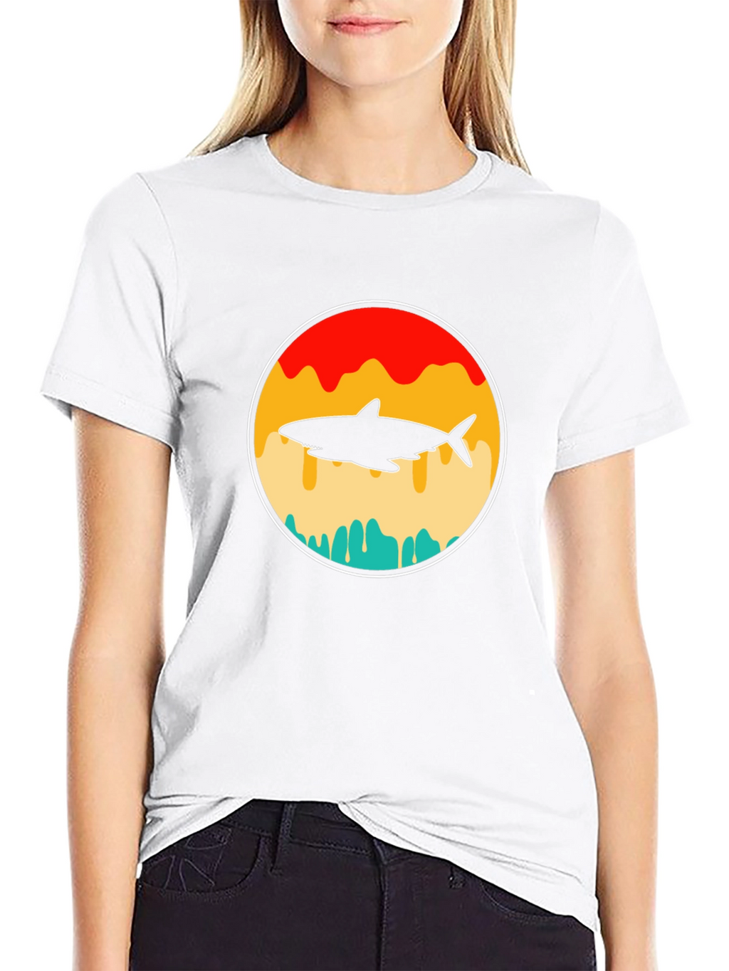 Shark Silhouette Graphic T-Shirt - Retro Style