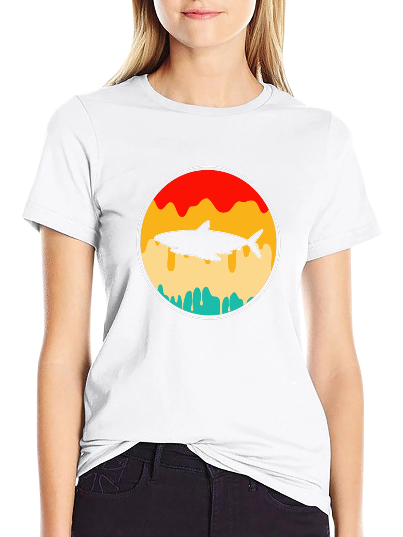 Shark Silhouette Graphic T-Shirt - Retro Style
