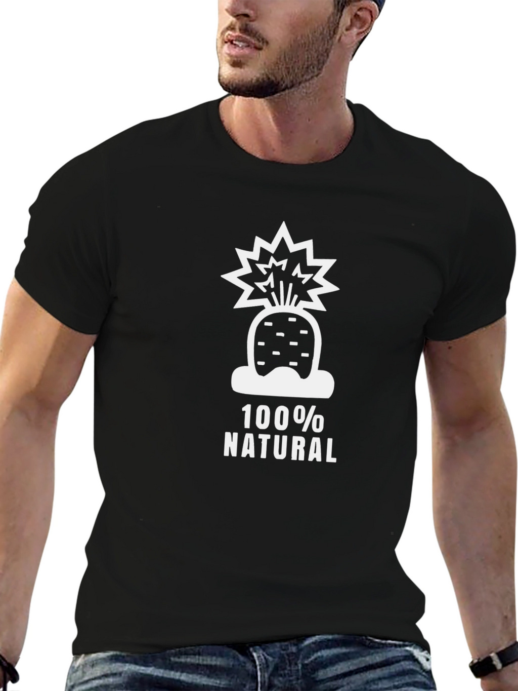 100% Natural Black Graphic Tee