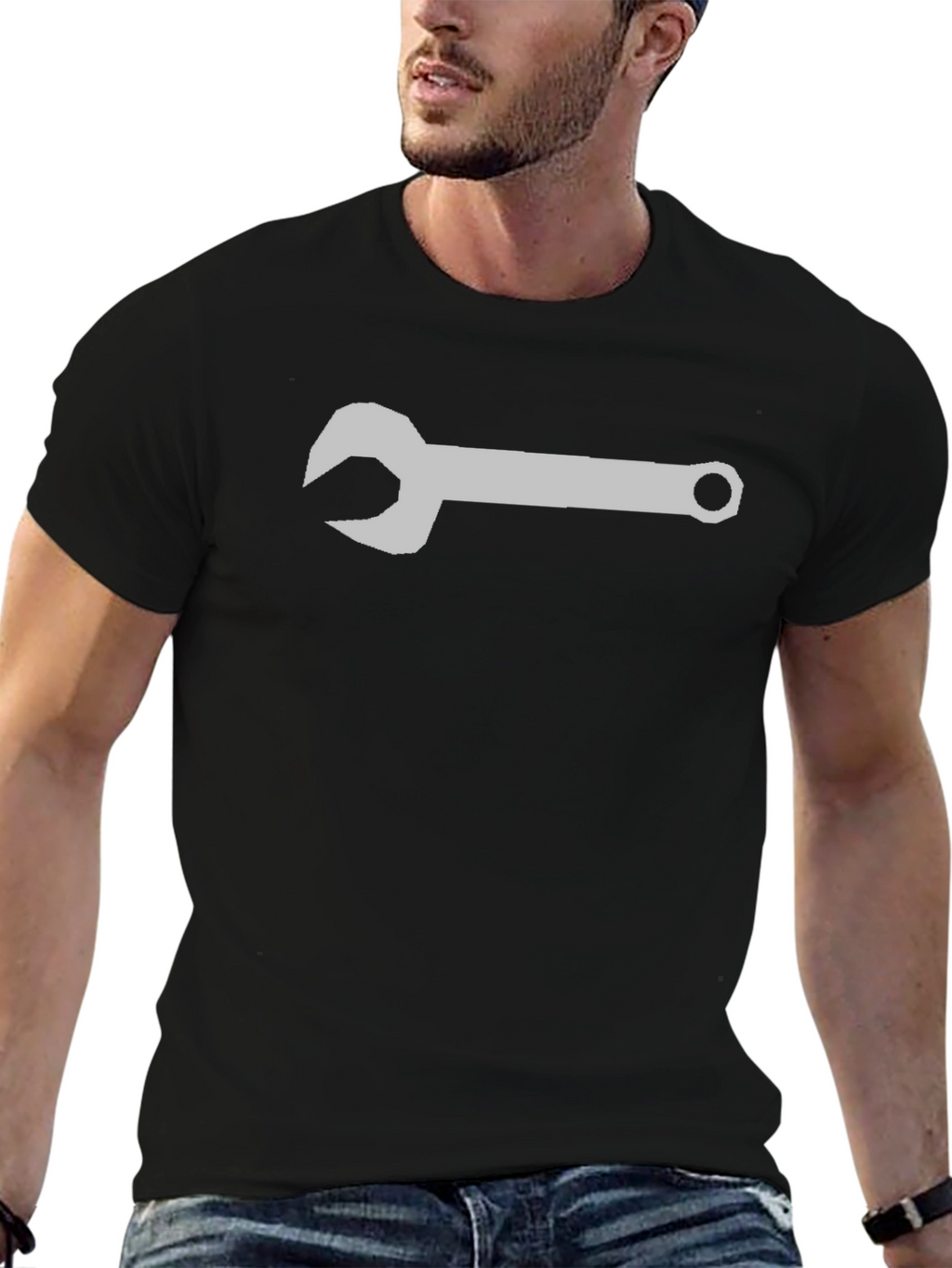Wrench Graphic Tee - Black Cotton T-Shirt