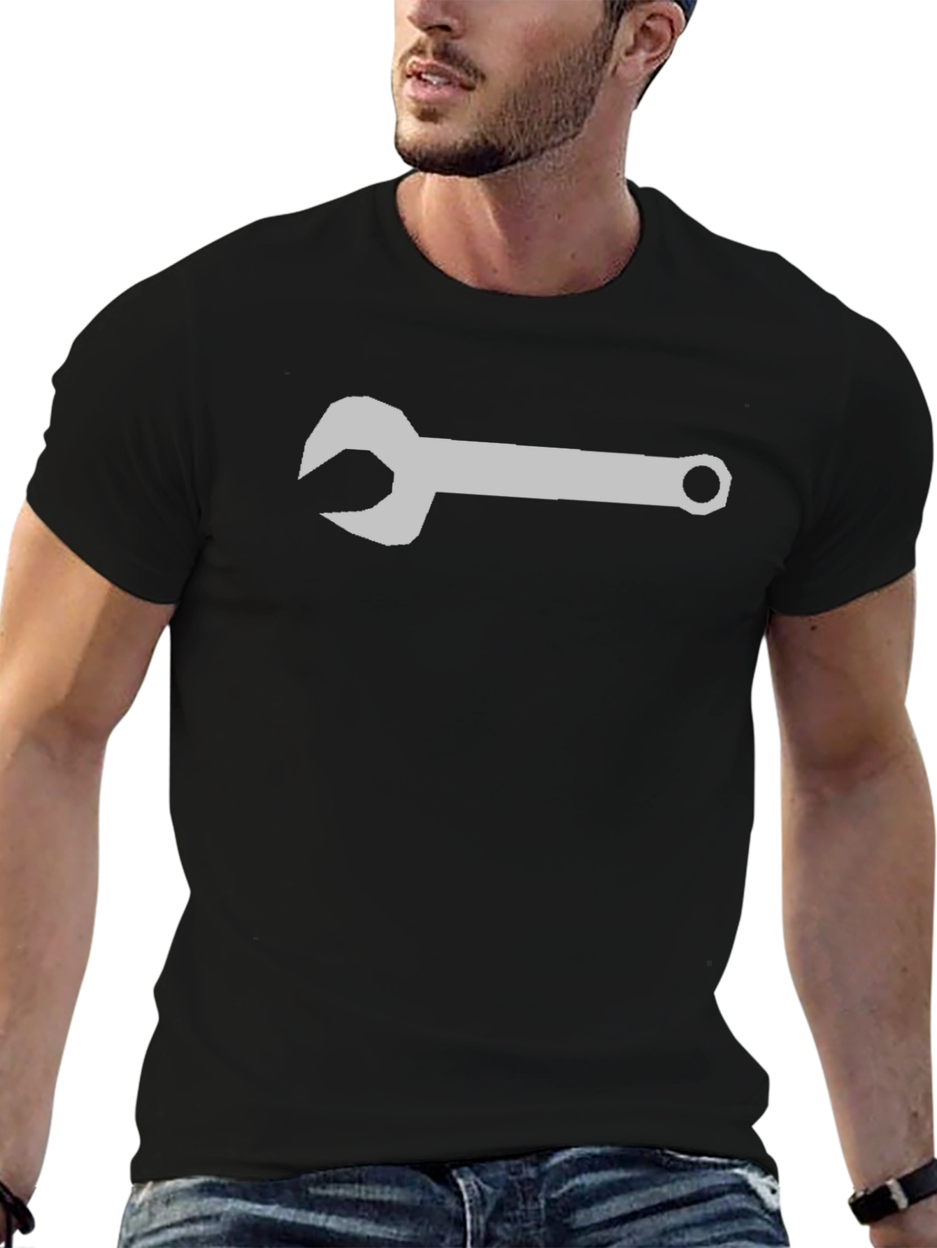 Wrench Graphic Tee - Black Cotton T-Shirt