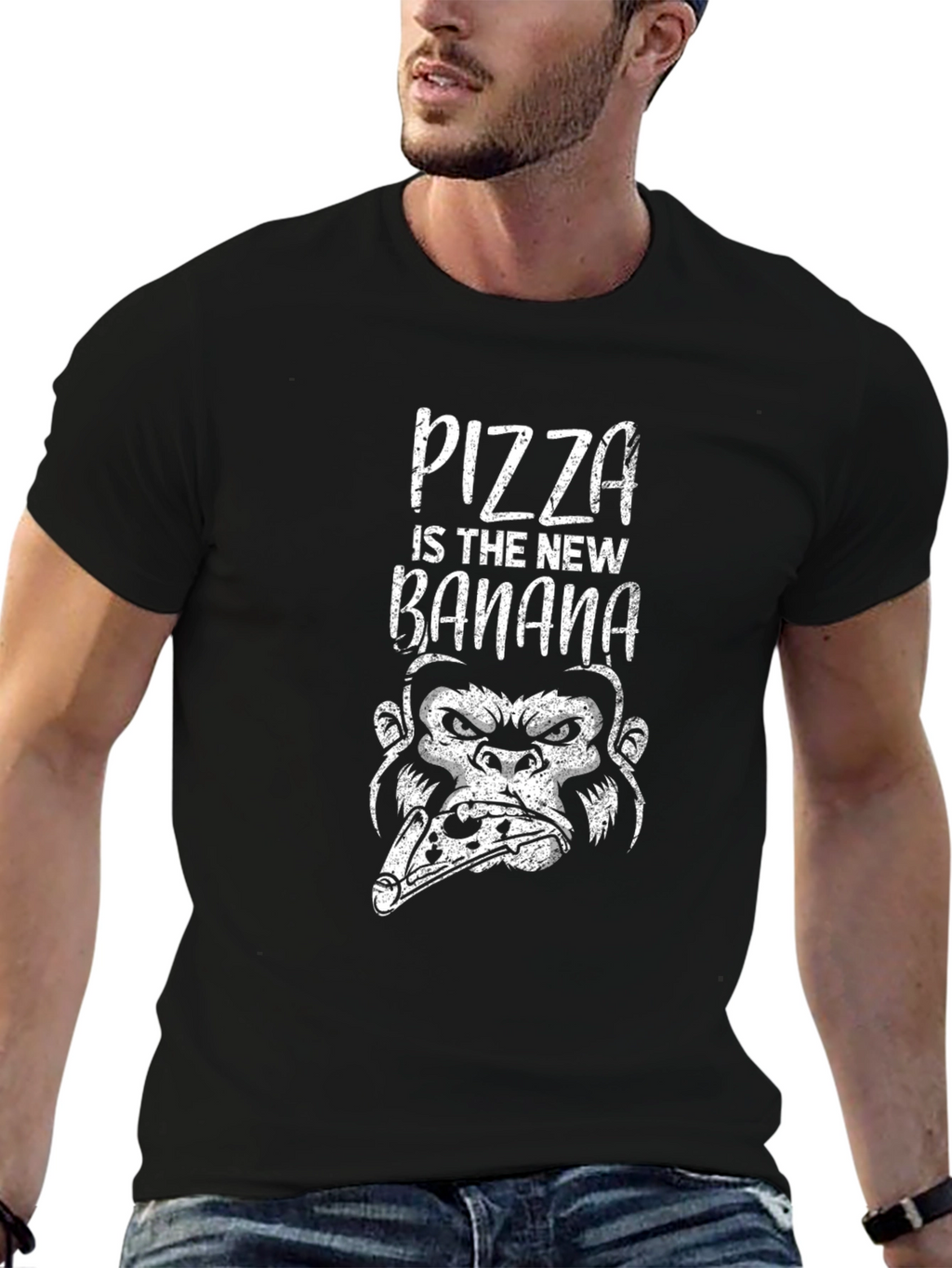 Pizza Gorilla Graphic T-Shirt - Funny Foodie Tee