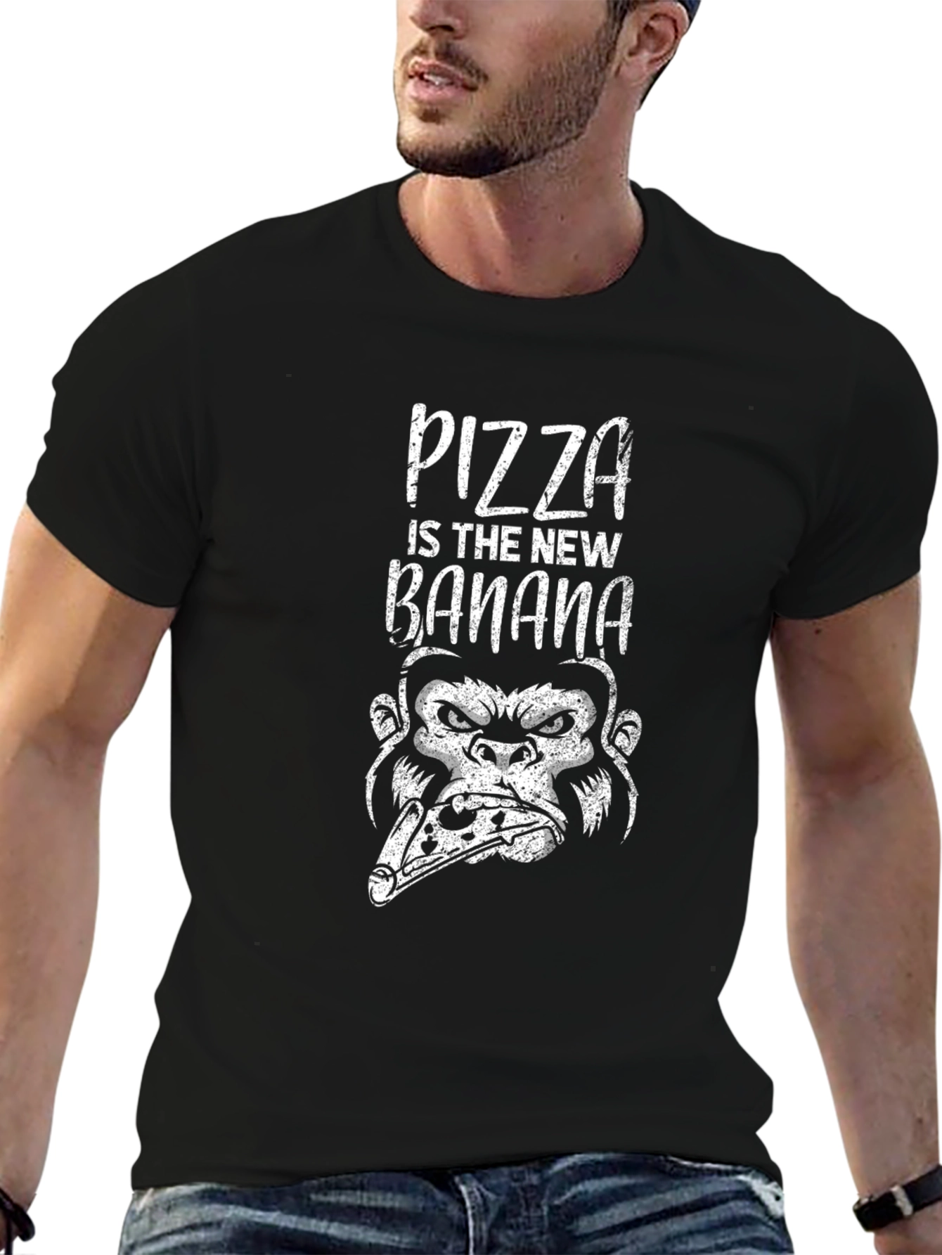 Pizza Gorilla Graphic T-Shirt - Funny Foodie Tee
