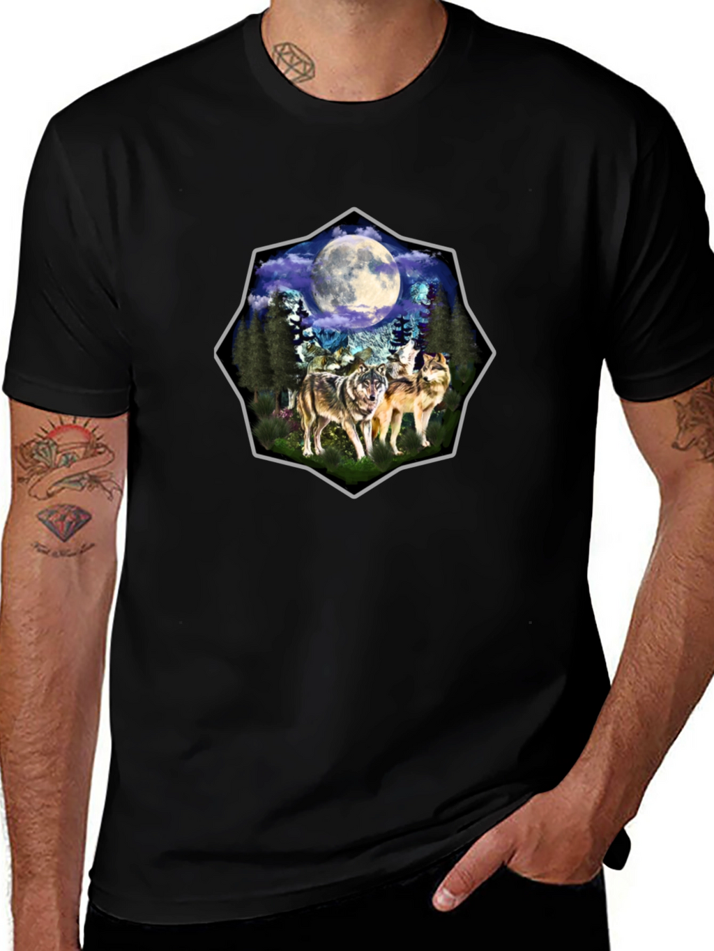 Wolf Moon Graphic Tee - Black