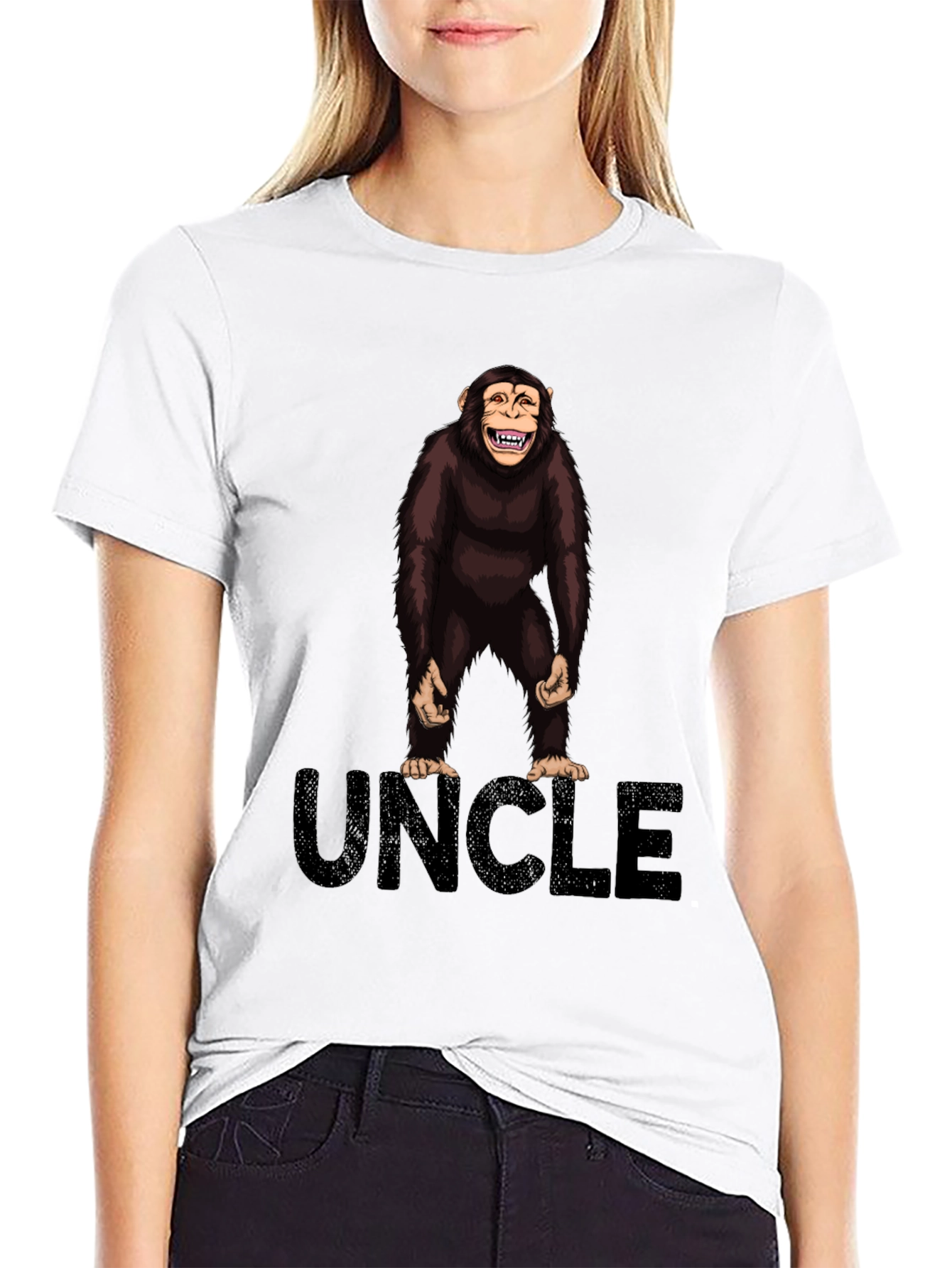Uncle Monkey Graphic T-Shirt -  Black Cotton Tee