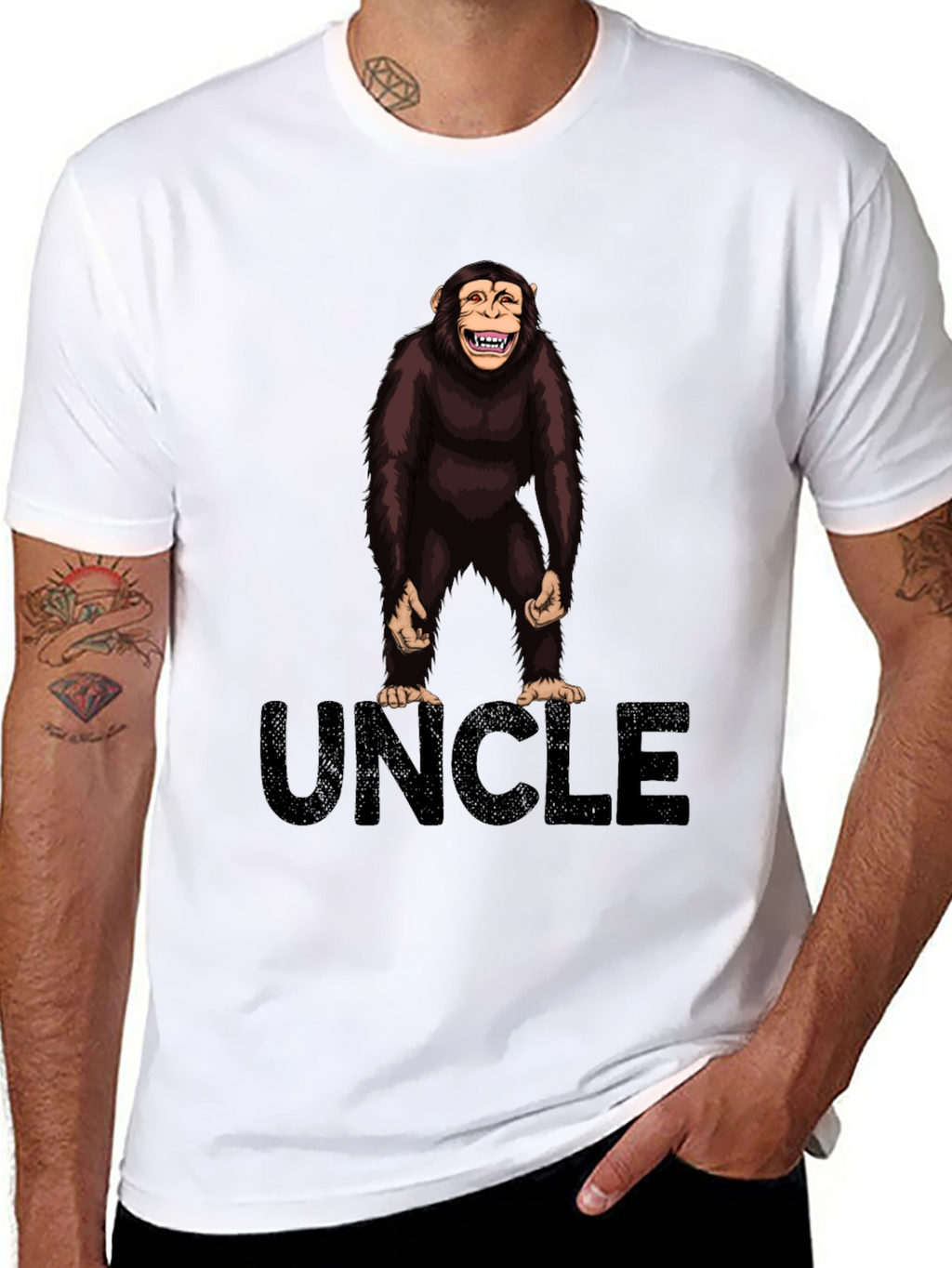 Uncle Monkey Graphic T-Shirt -  Black Cotton Tee