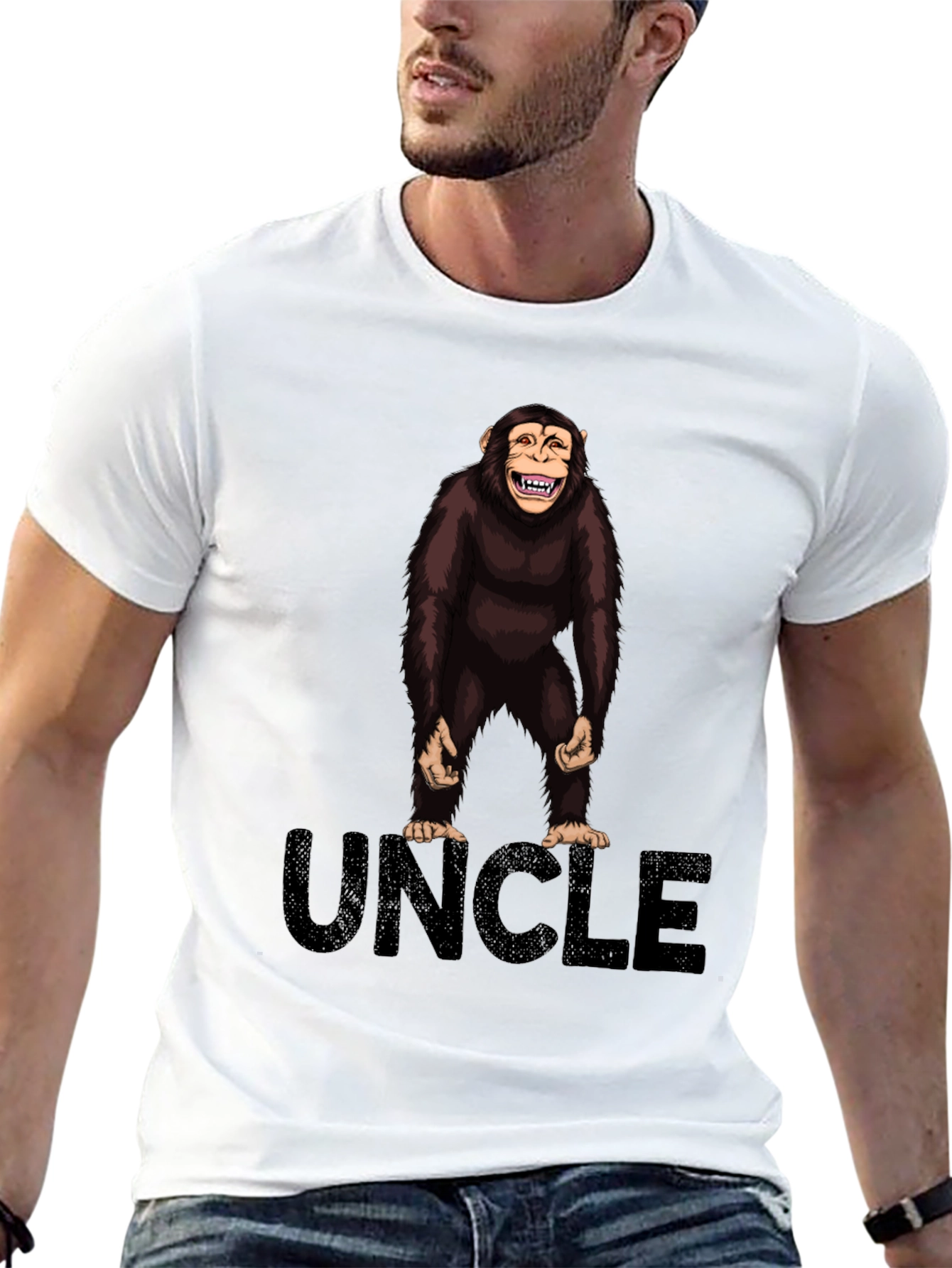 Uncle Monkey Graphic T-Shirt -  Black Cotton Tee
