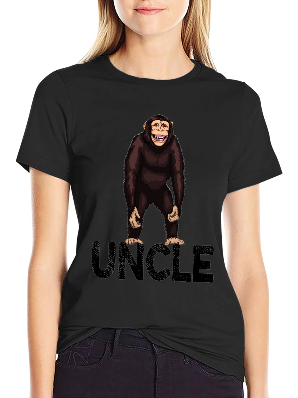 Uncle Monkey Graphic T-Shirt -  Black Cotton Tee