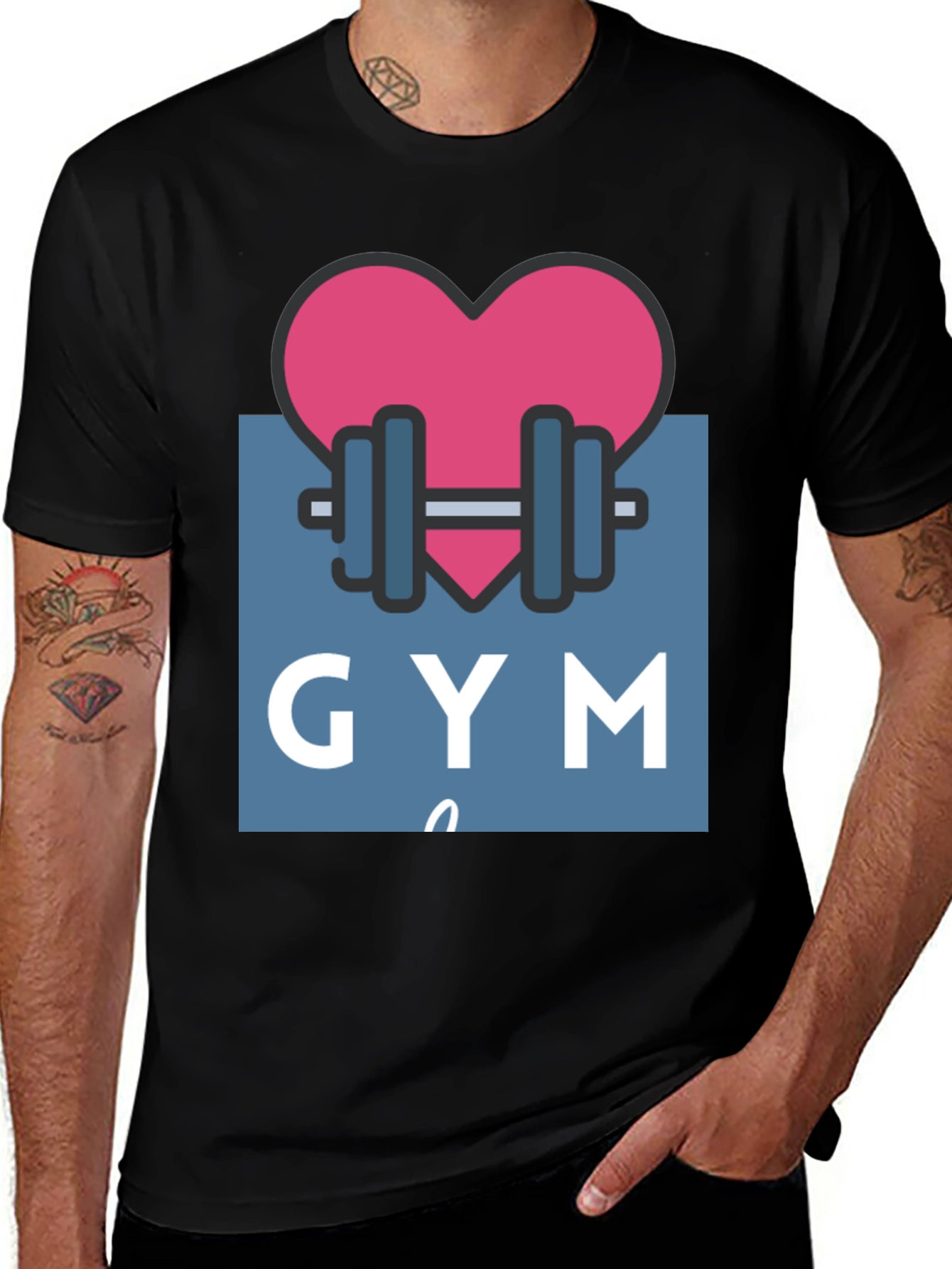 Gym Lovers Tee: Heart & Weights Design