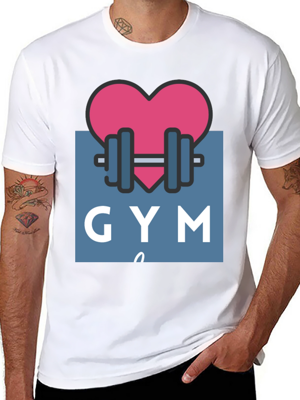 Gym Lovers Tee: Heart & Weights Design