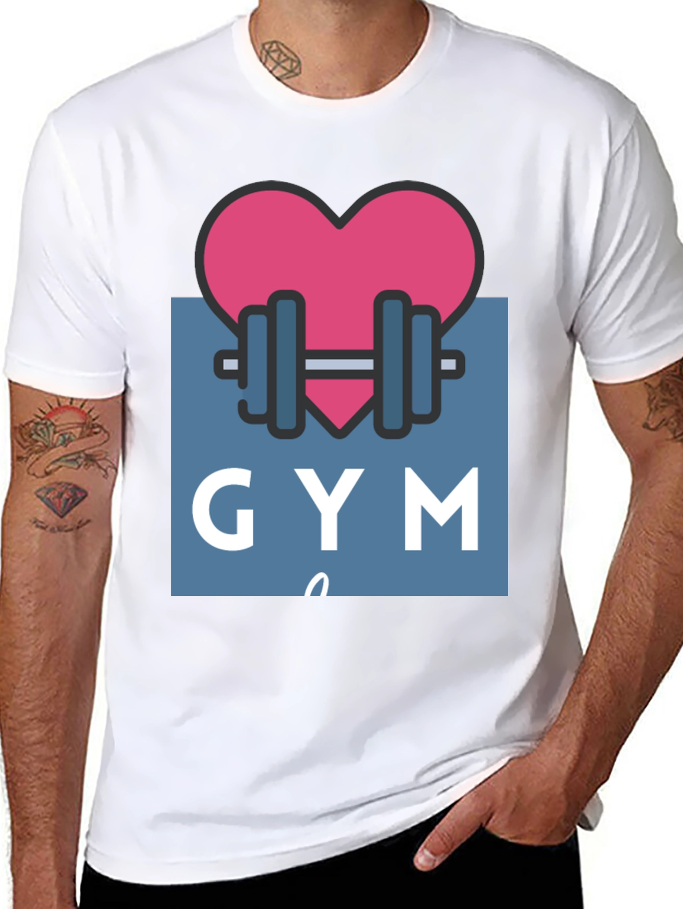 Gym Lovers Tee: Heart & Weights Design