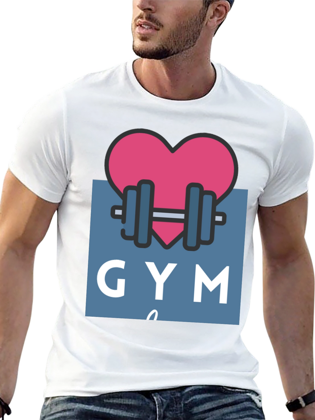 Gym Lovers Tee: Heart & Weights Design