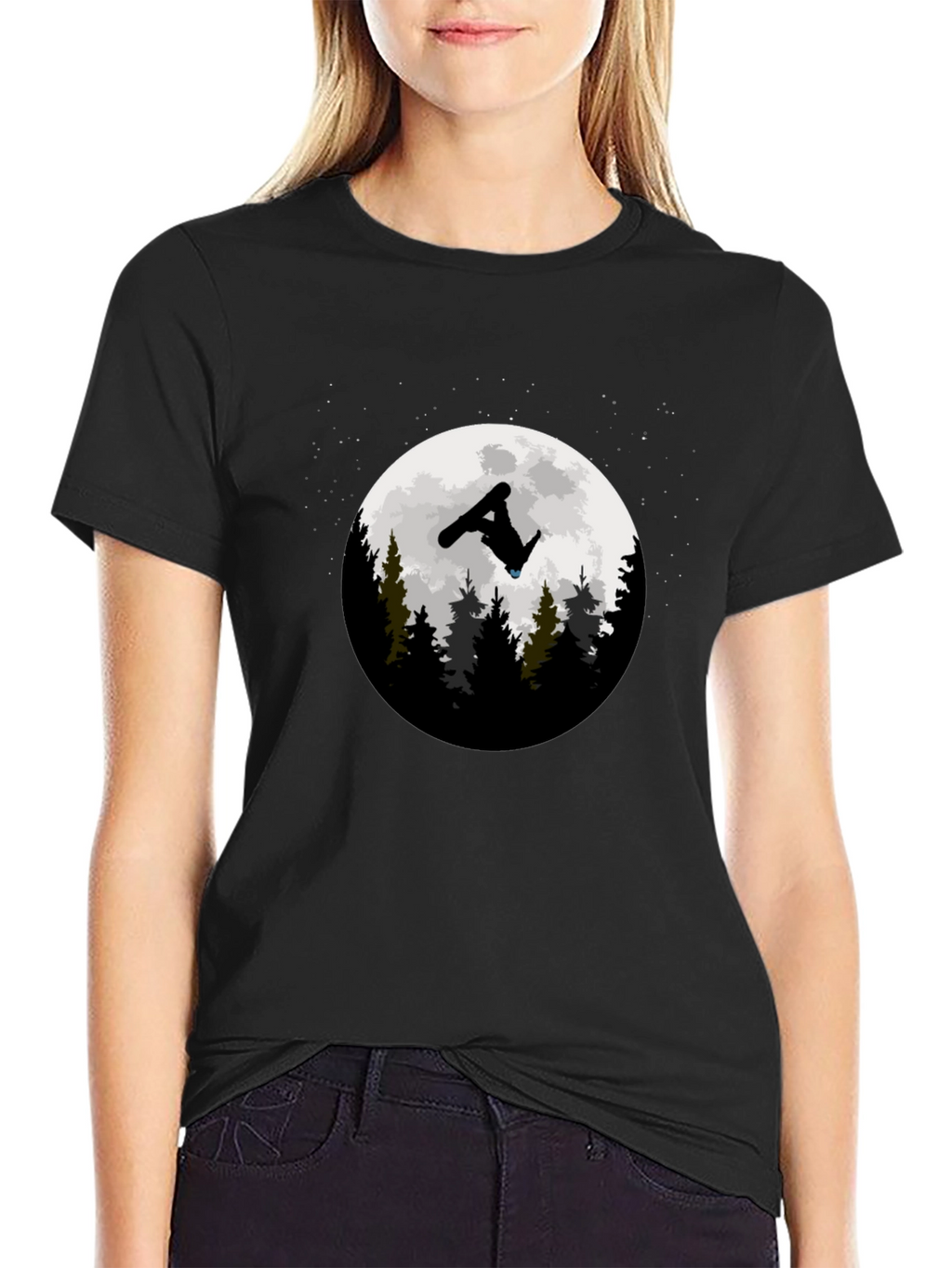 Snowboarder Moon Graphic T-Shirt