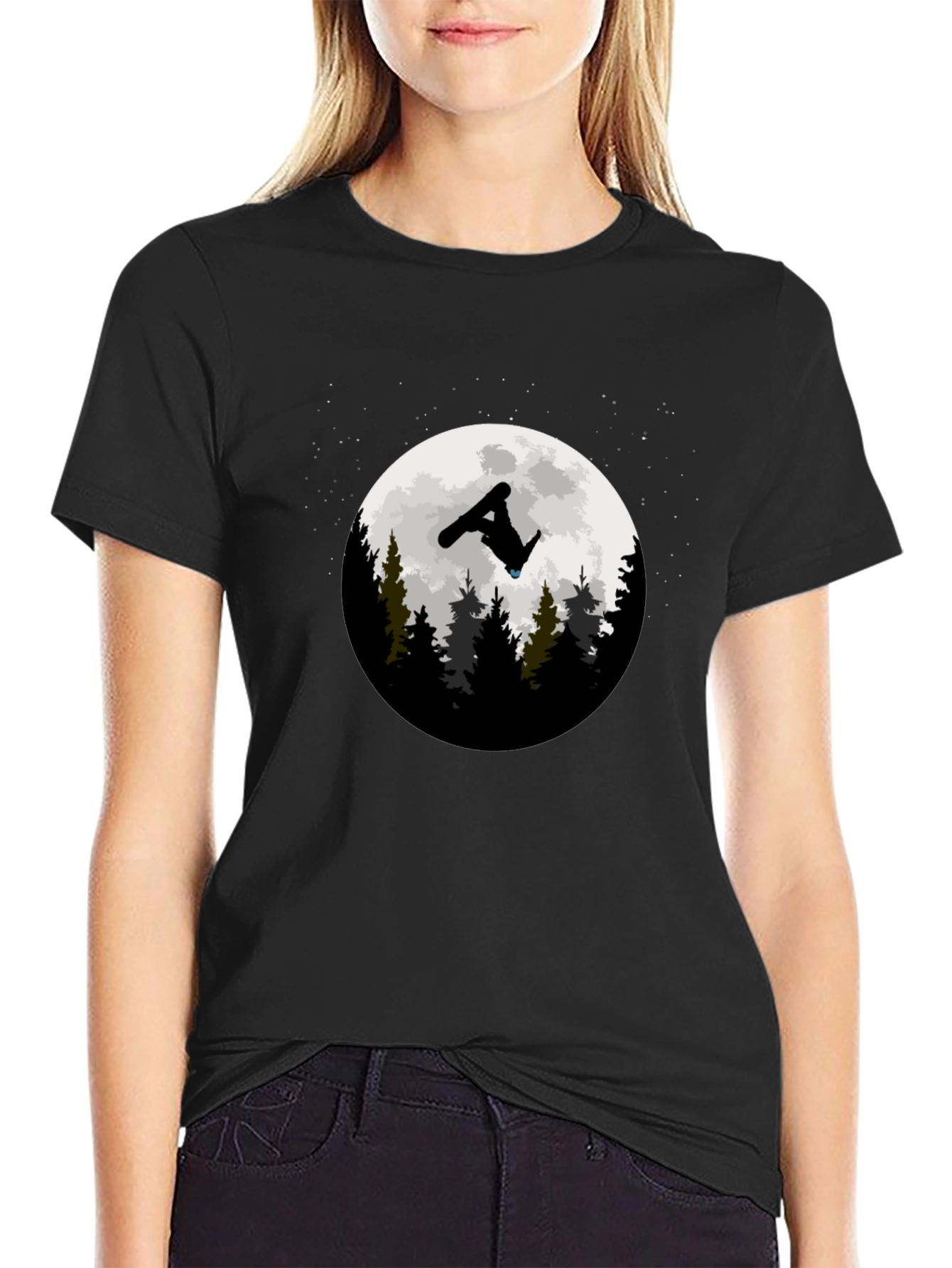 Snowboarder Moon Graphic T-Shirt