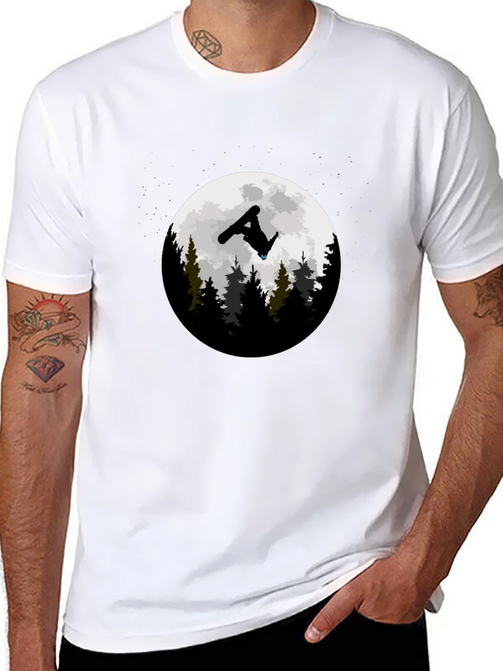 Snowboarder Moon Graphic T-Shirt
