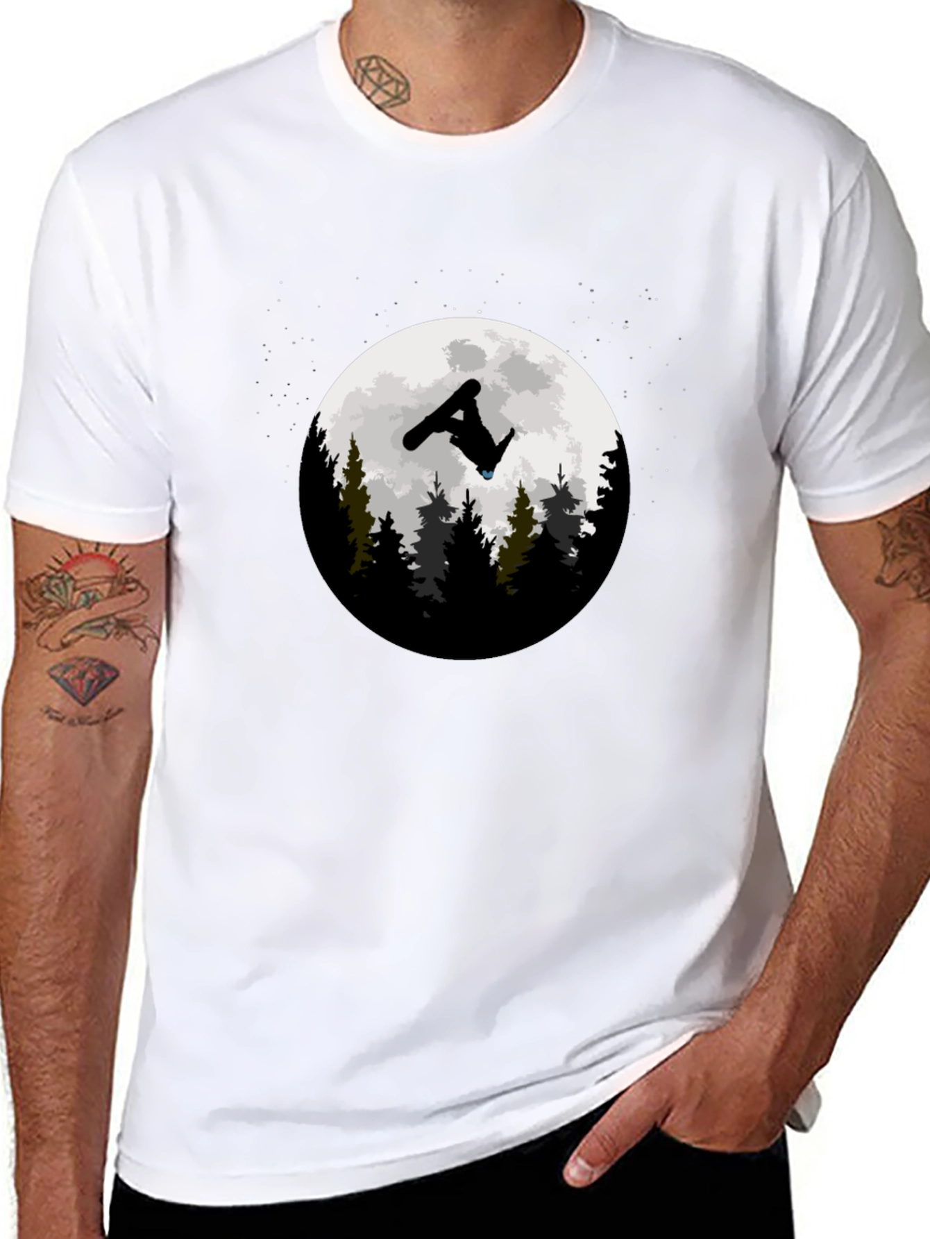 Snowboarder Moon Graphic T-Shirt