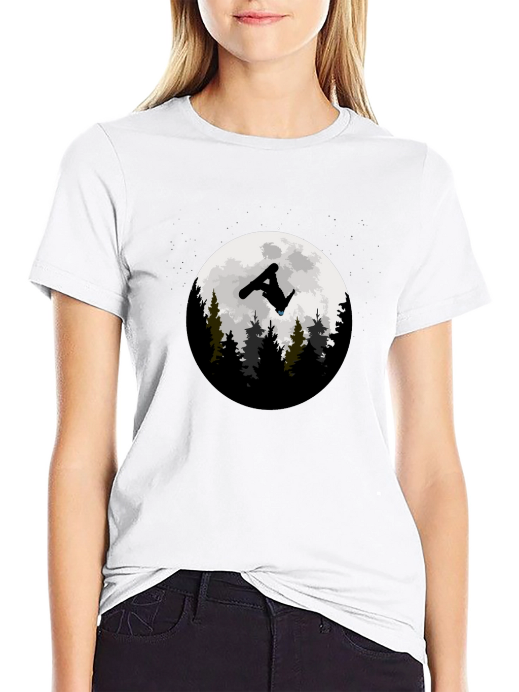 Snowboarder Moon Graphic T-Shirt