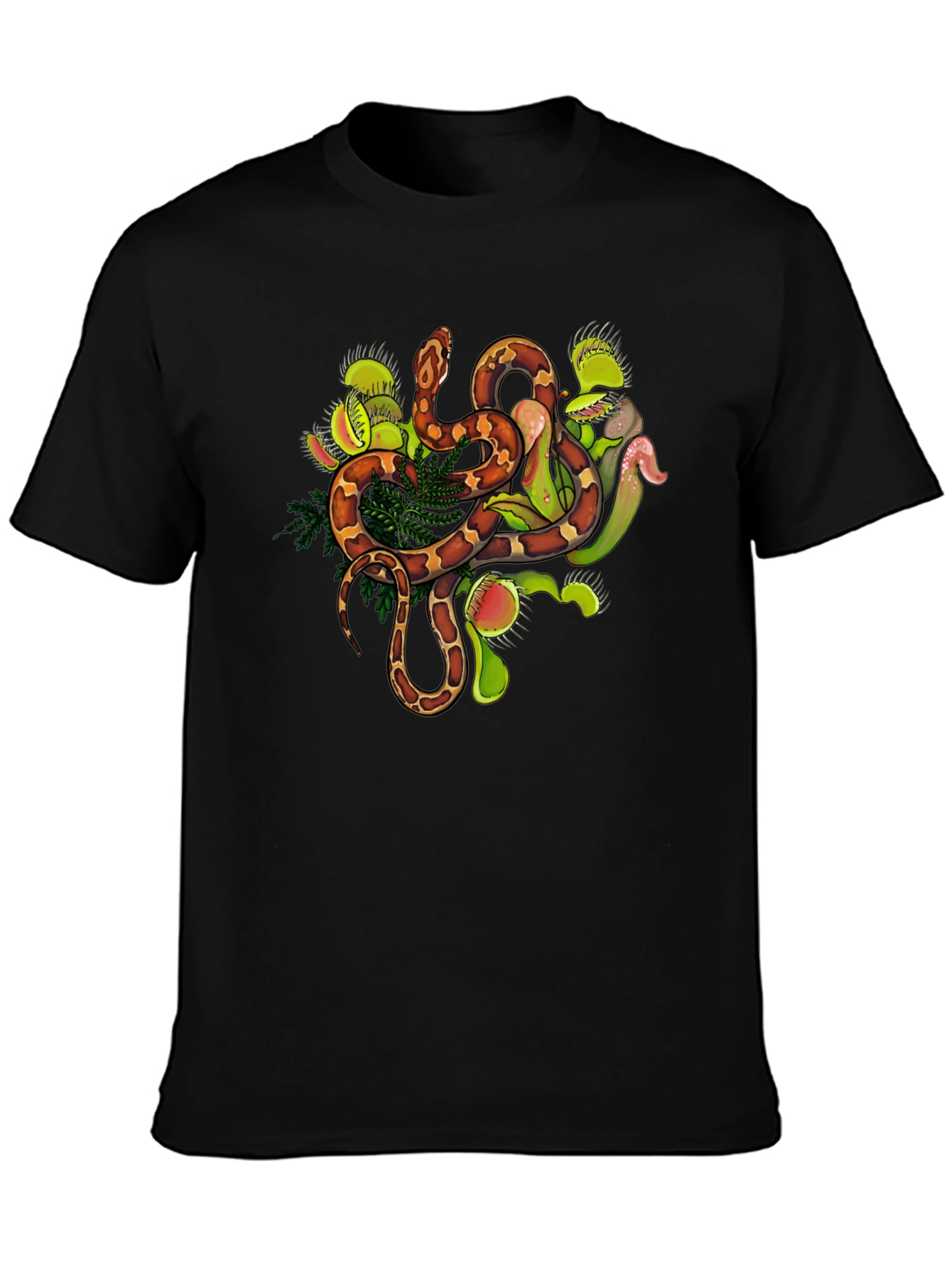 Snake & Venus Flytrap Graphic Tee - Black