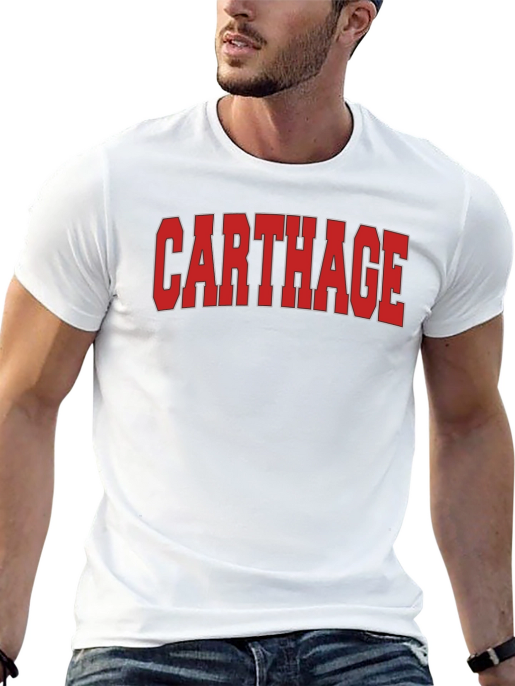 Carthage T-Shirt - Bold Red Text Design