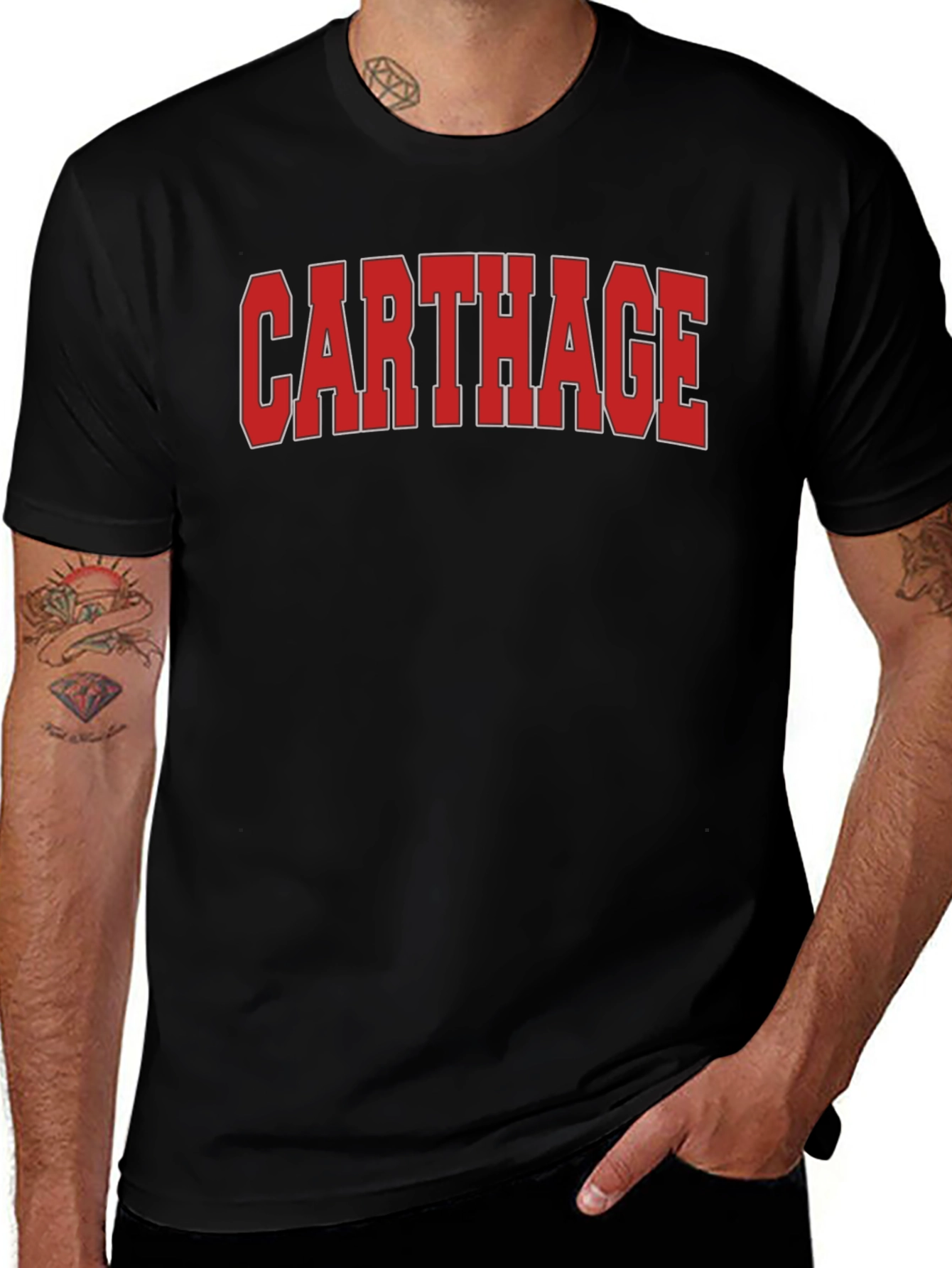 Carthage T-Shirt - Bold Red Text Design