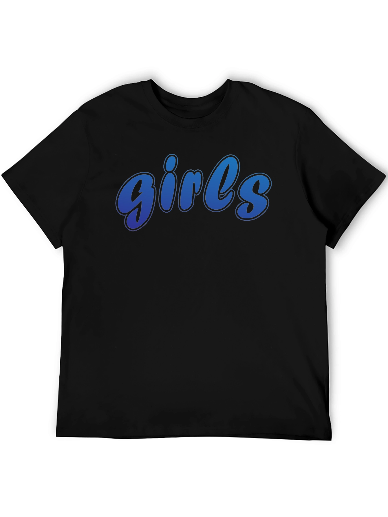 Mens Black T-Shirt with Gradient girls Graphic