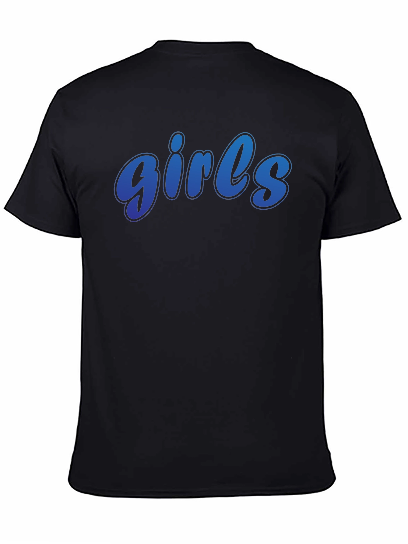 Mens Black T-Shirt with Gradient girls Graphic