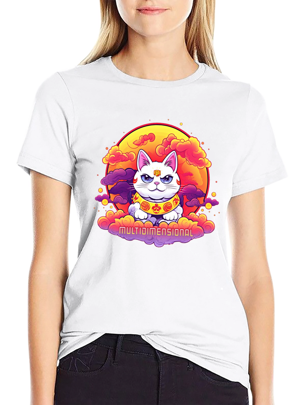 Multidimensional Lucky Cat Graphic Tee
