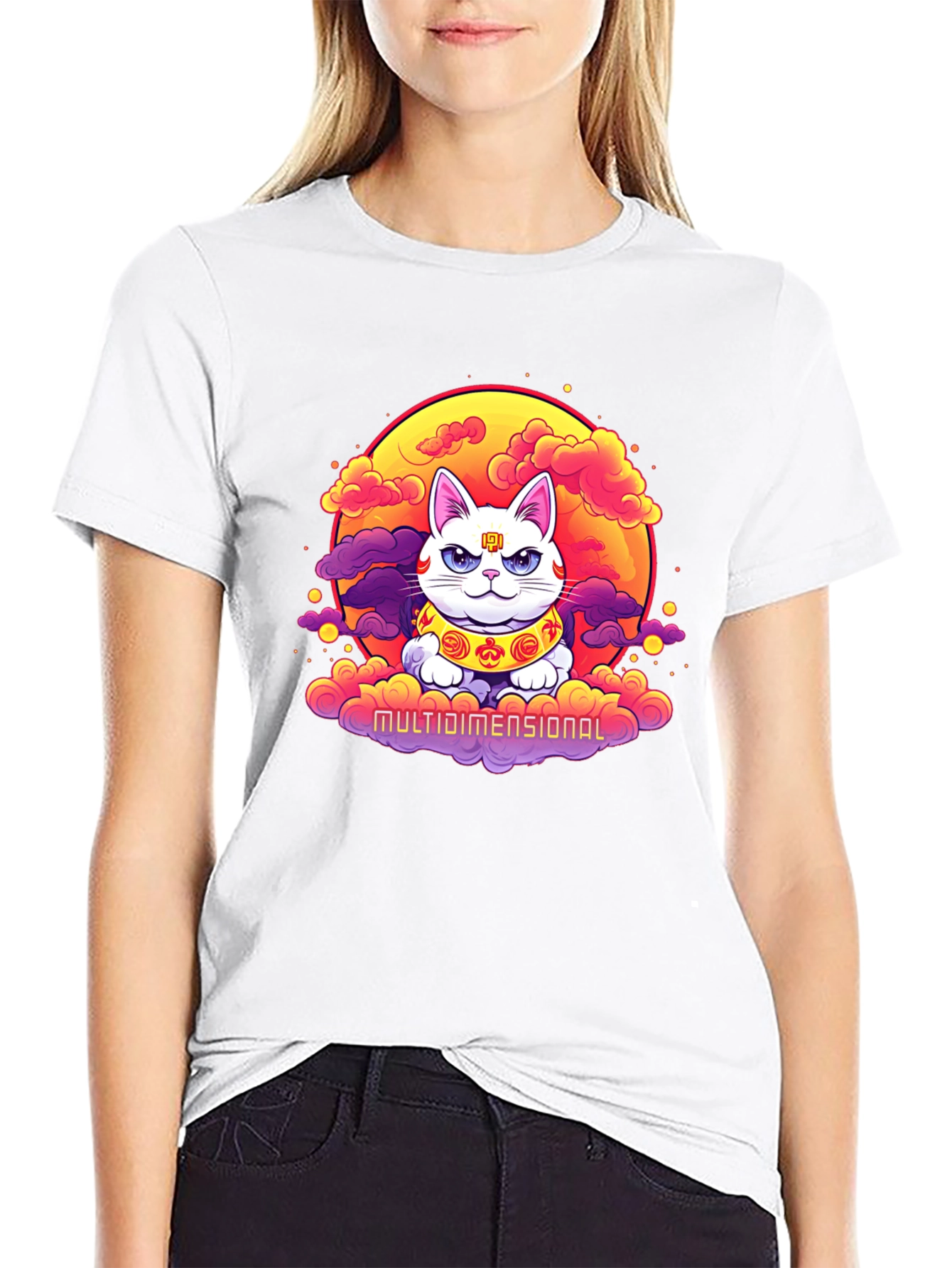 Multidimensional Lucky Cat Graphic Tee