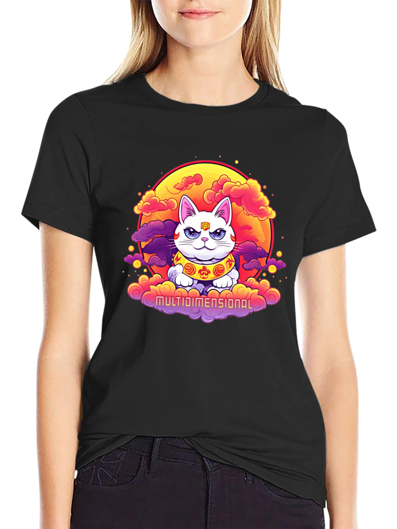 Multidimensional Lucky Cat Graphic Tee