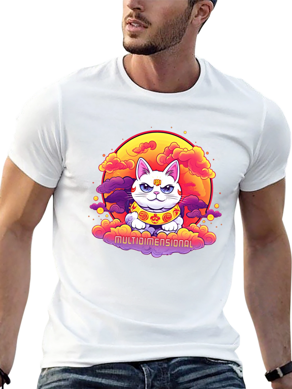 Multidimensional Lucky Cat Graphic Tee