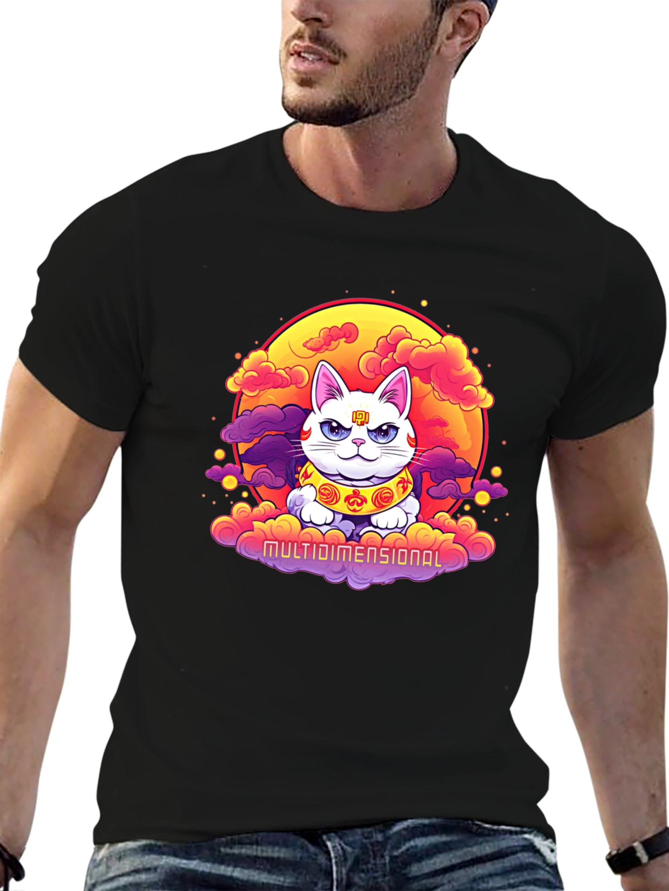 Multidimensional Lucky Cat Graphic Tee