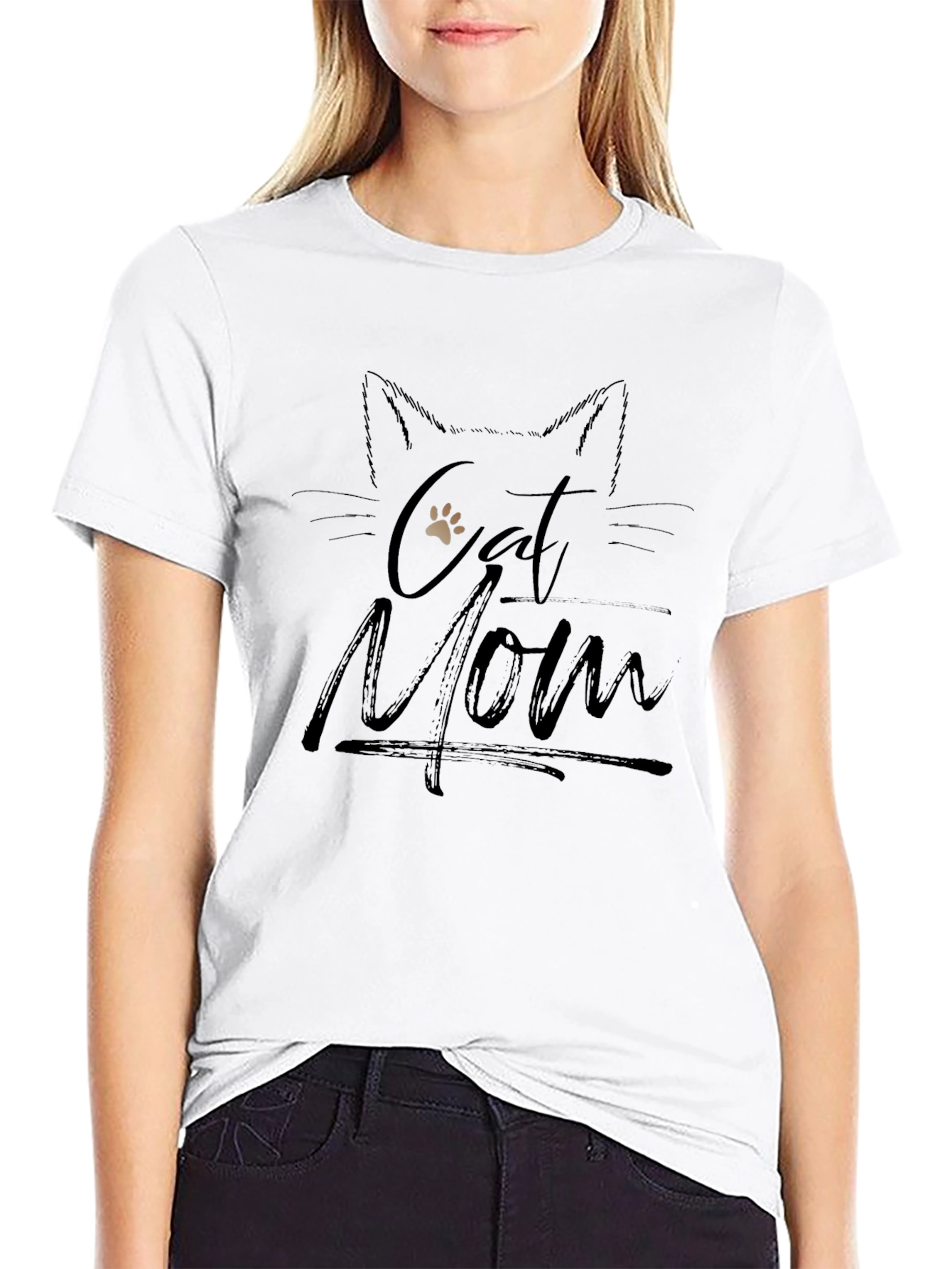 Cat Mom Black Graphic T-Shirt