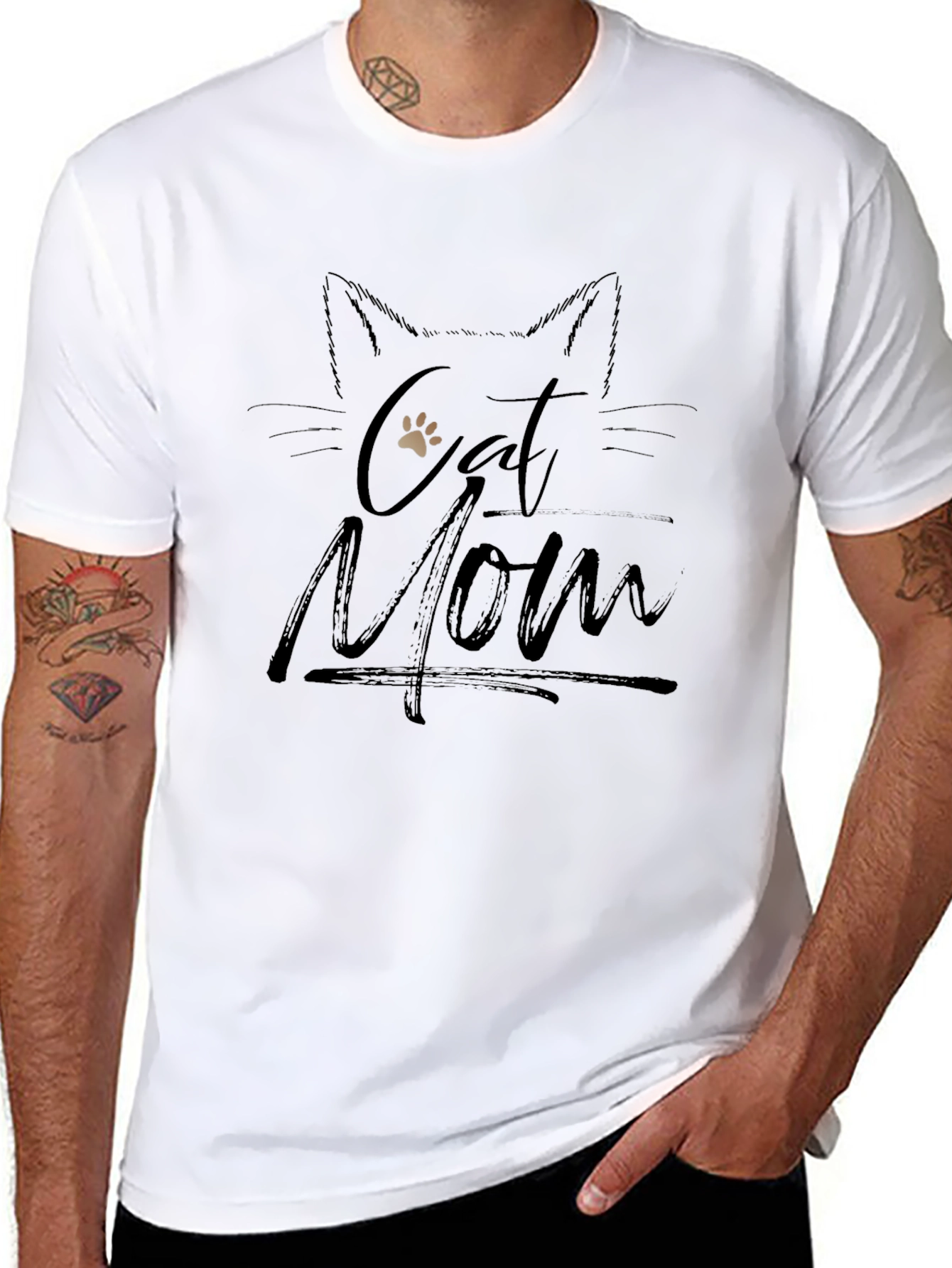 Cat Mom Black Graphic T-Shirt