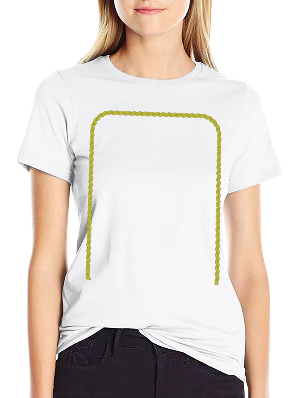 Black T-Shirt with Gold Rope Graphic
