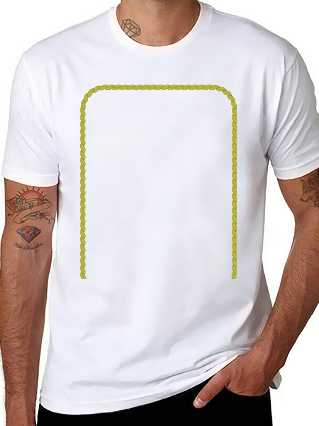 Black T-Shirt with Gold Rope Graphic