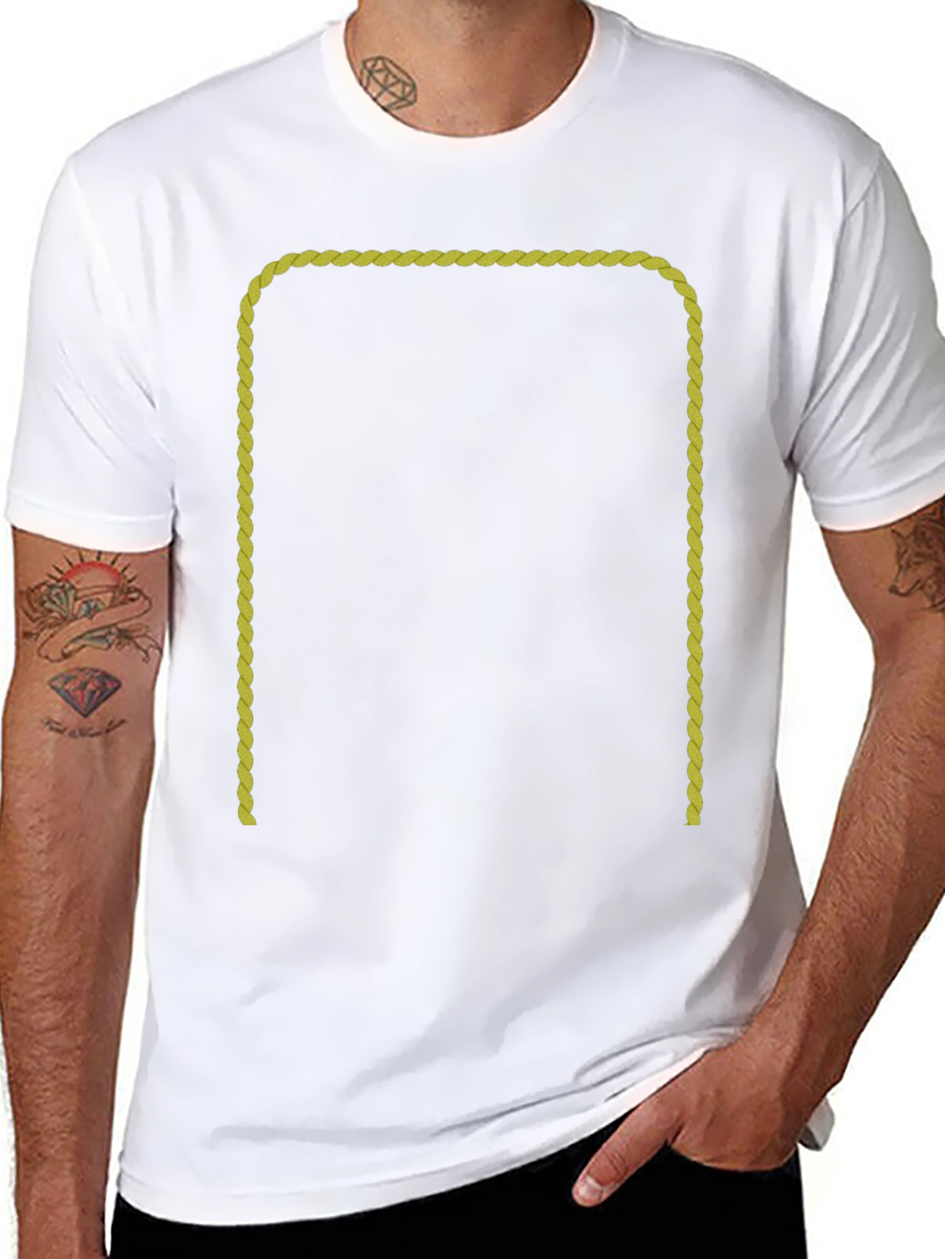 Black T-Shirt with Gold Rope Graphic