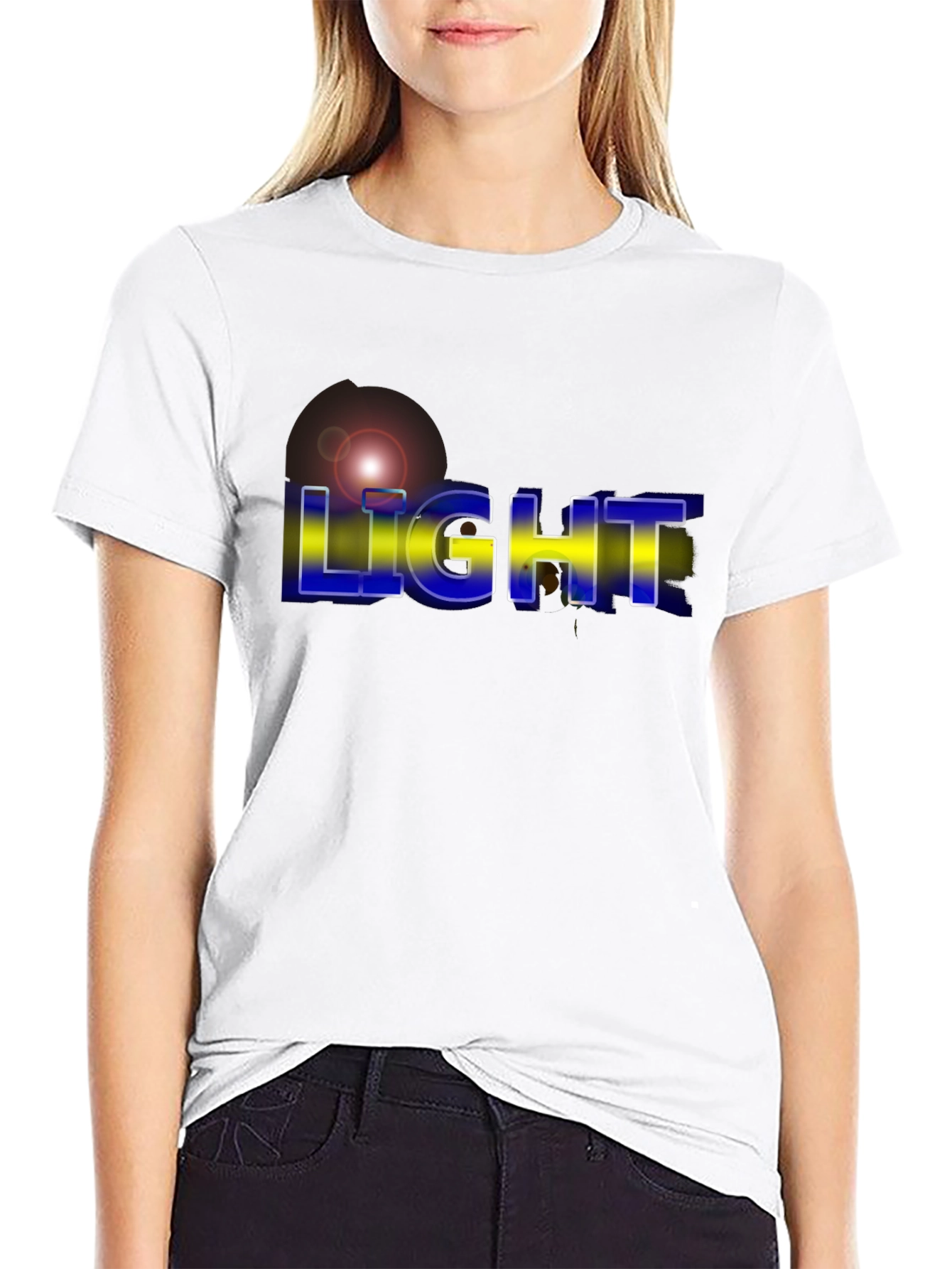Mens LIGHT Graphic Print Black T-Shirt