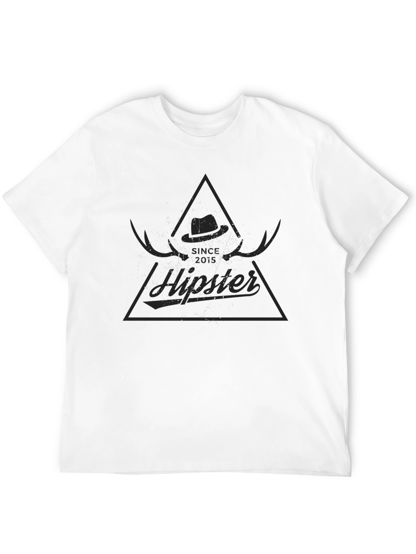 Mens Black Graphic Tee - Hipster Design