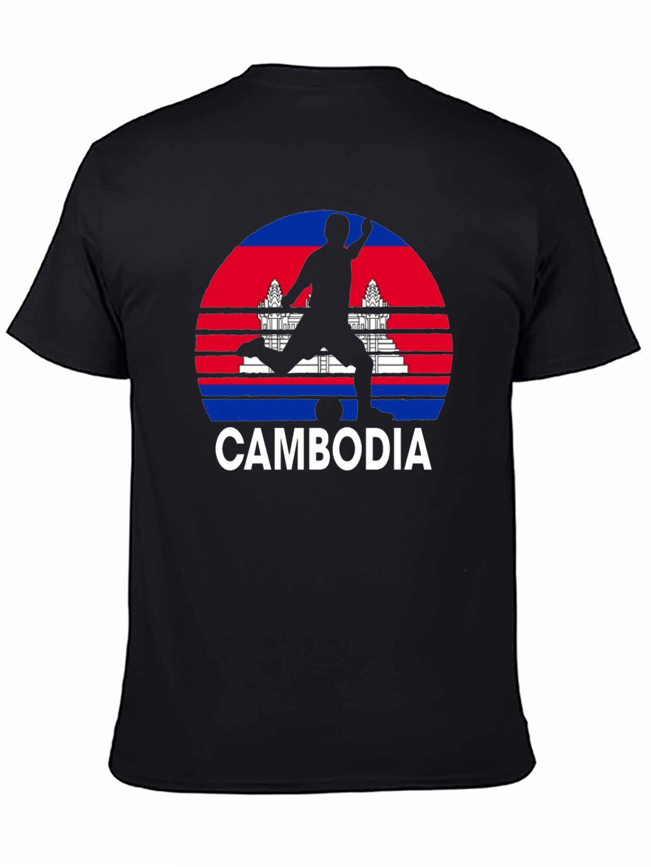 Cambodia Soccer T-Shirt - Black Graphic Tee