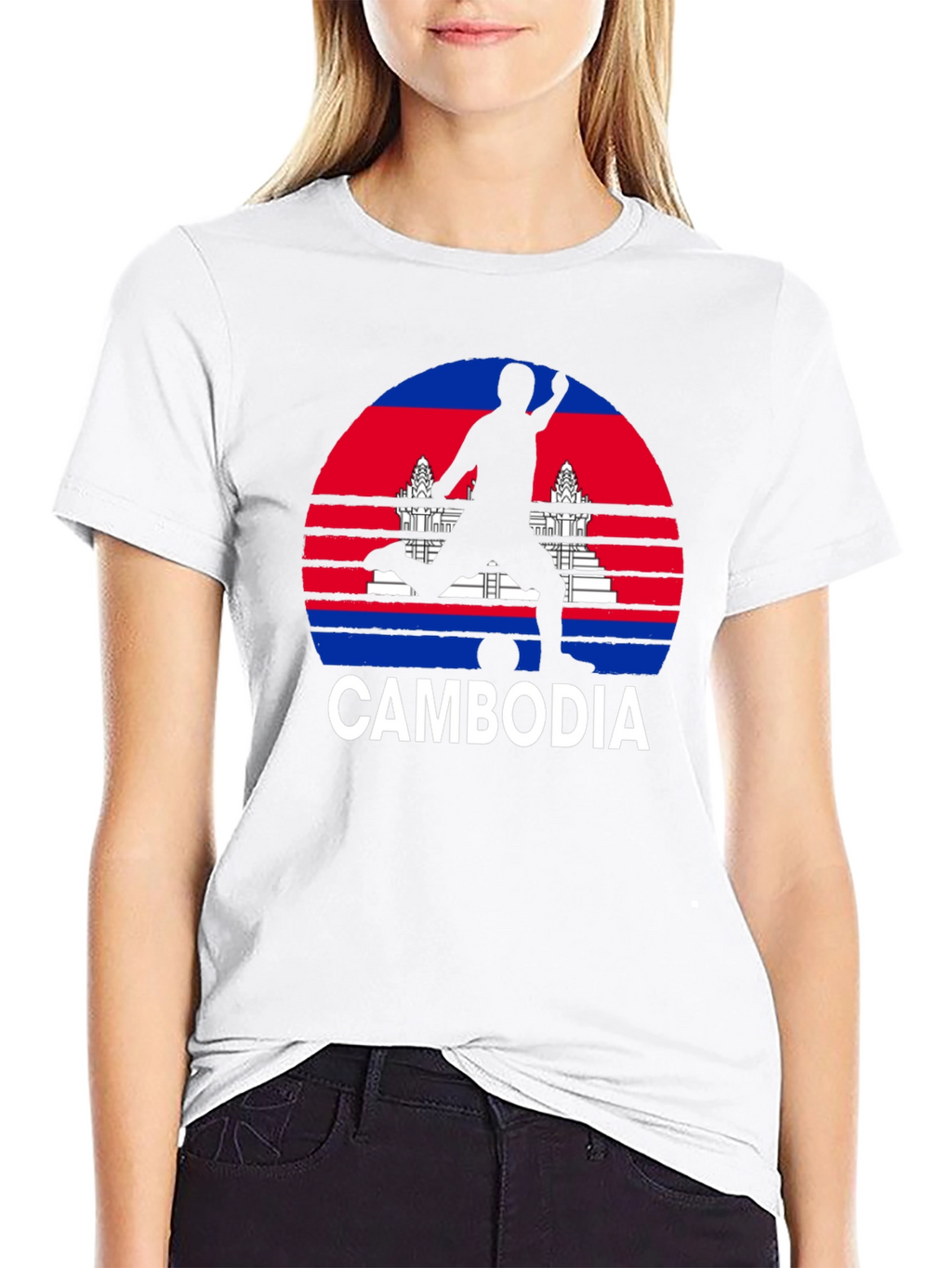 Cambodia Soccer T-Shirt - Black Graphic Tee