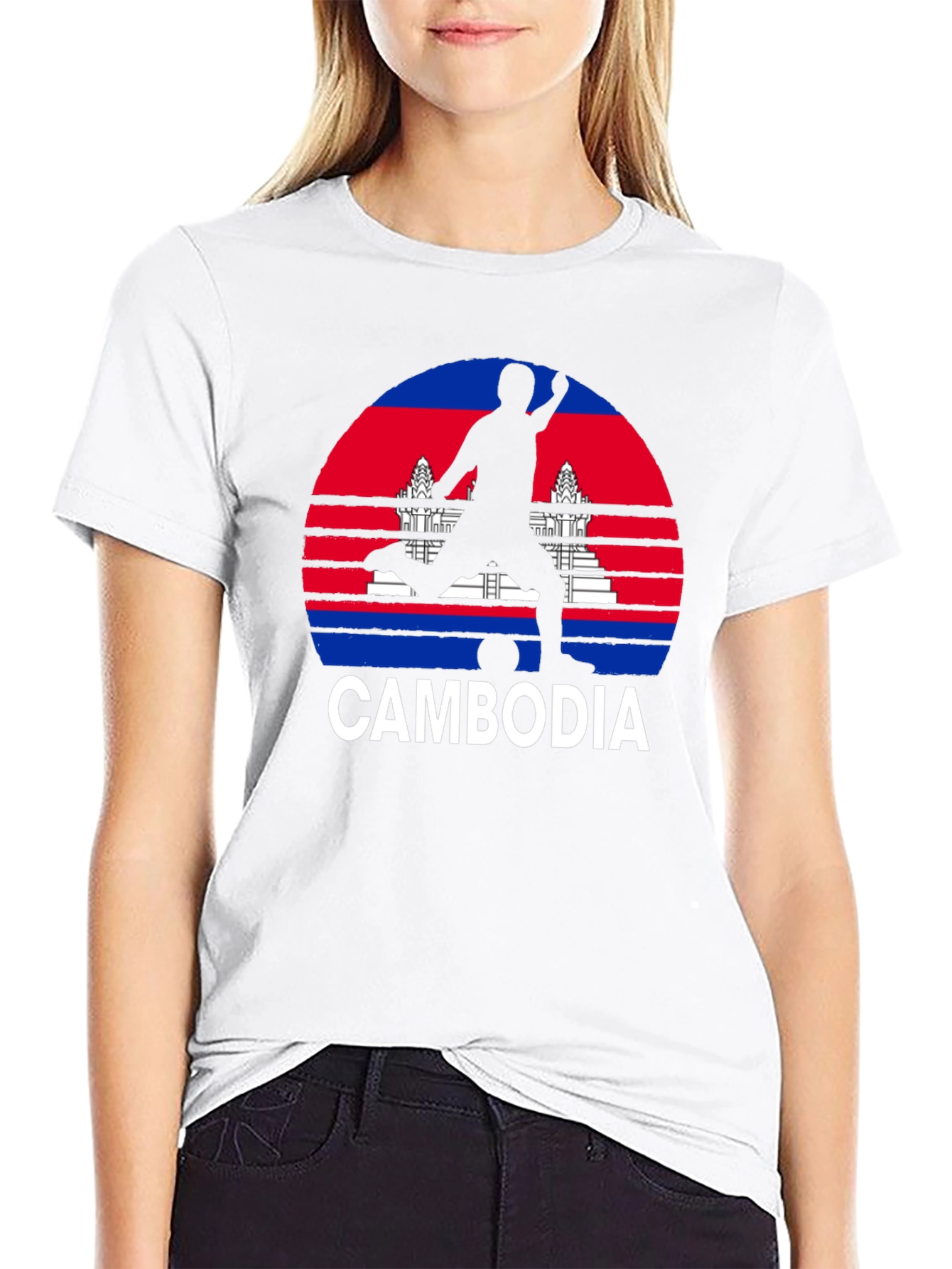 Cambodia Soccer T-Shirt - Black Graphic Tee