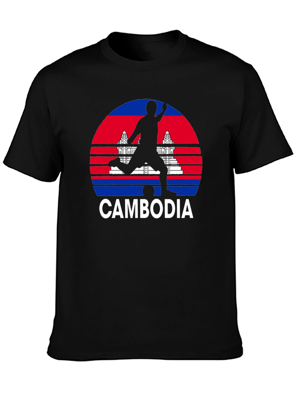 Cambodia Soccer T-Shirt - Black Graphic Tee