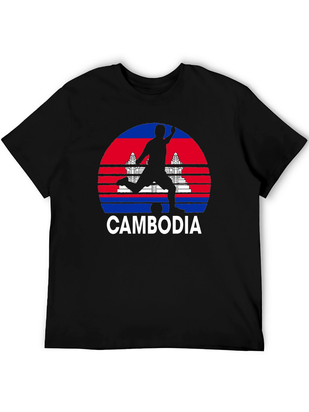 Cambodia Soccer T-Shirt - Black Graphic Tee