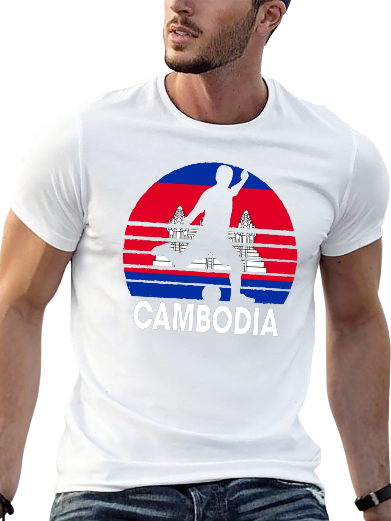 Cambodia Soccer T-Shirt - Black Graphic Tee