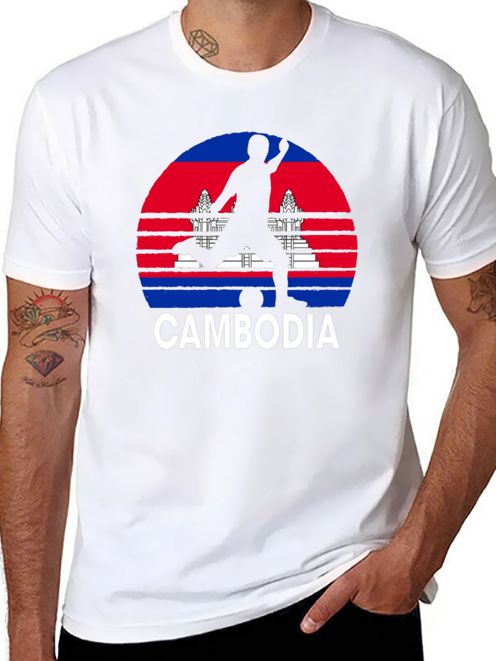 Cambodia Soccer T-Shirt - Black Graphic Tee
