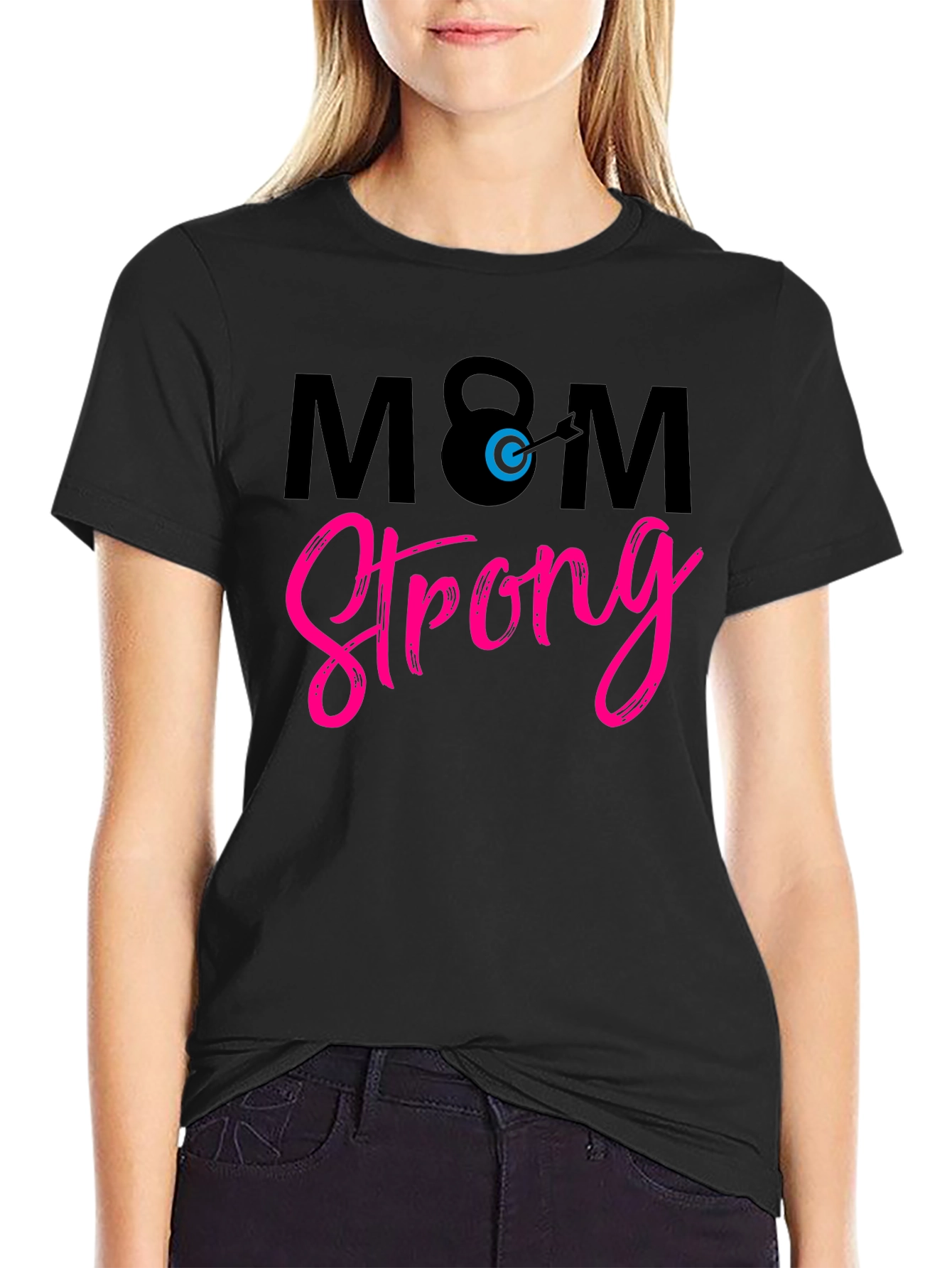 Mom Strong Graphic Tee - Black