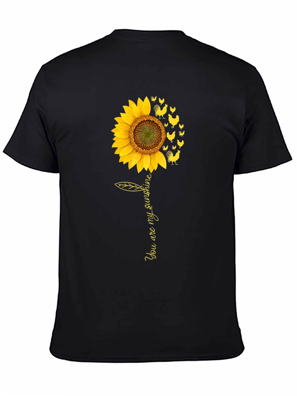 Sunflower Chicken Graphic Black T-Shirt