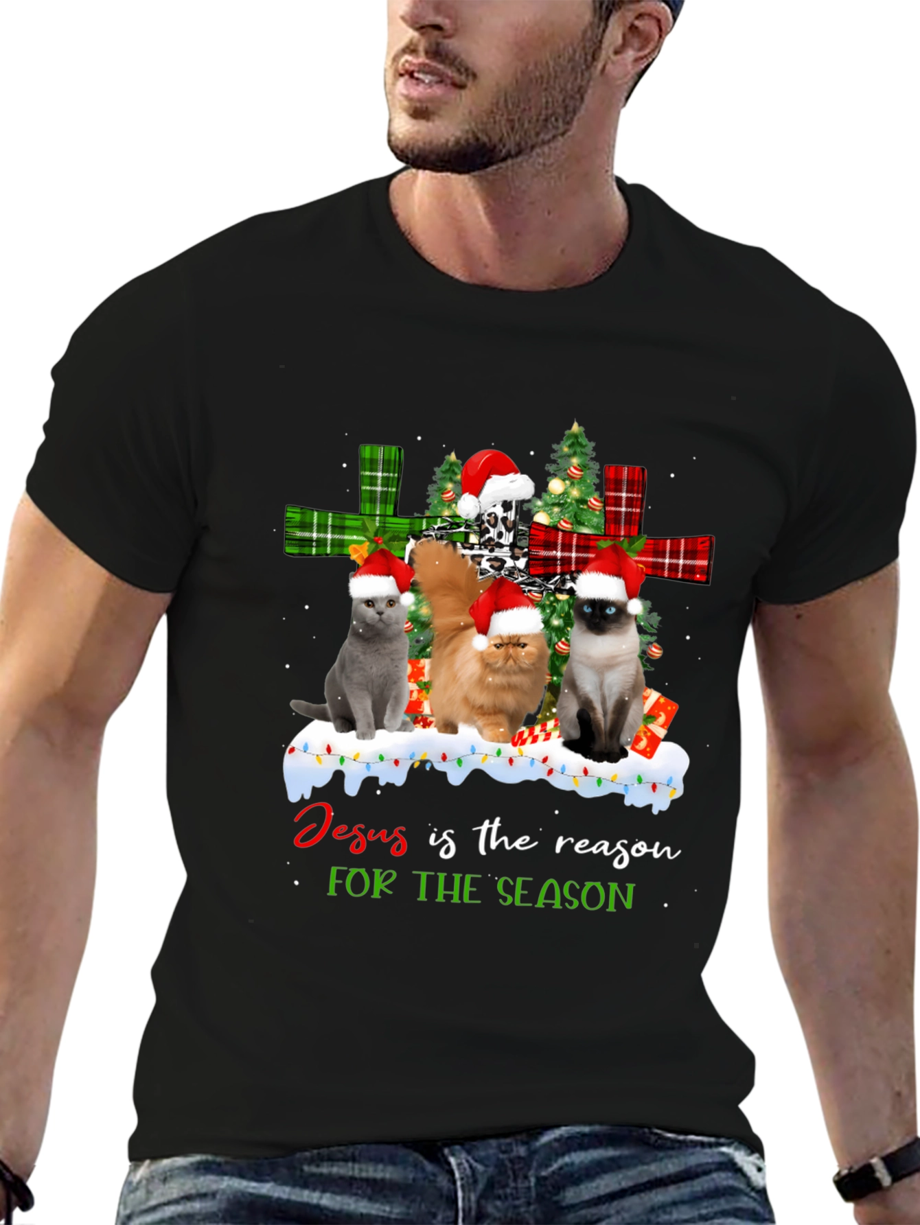 Jesus is the Reason Cat Christmas T-Shirt
