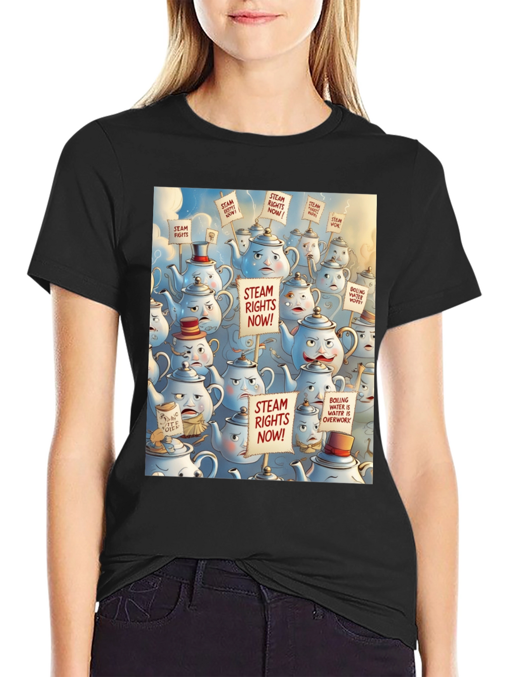 Steam Rights Teapot Protest T-Shirt - Unique Graphic Tee